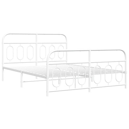 Bedframe met hoofd- en voeteneinde metaal wit 140x190 cm