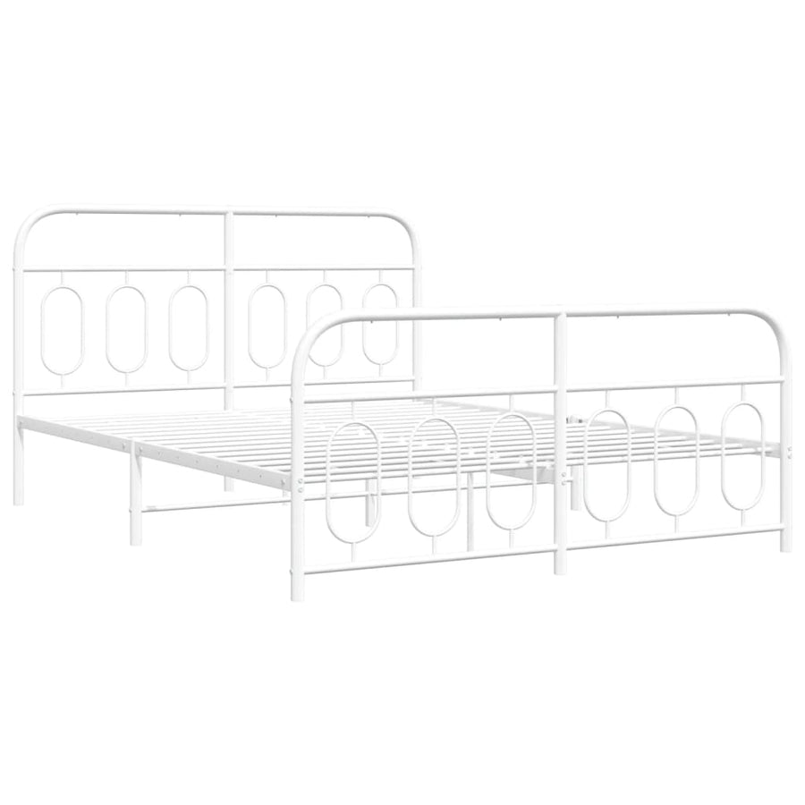 Bedframe met hoofd- en voeteneinde metaal wit 140x190 cm