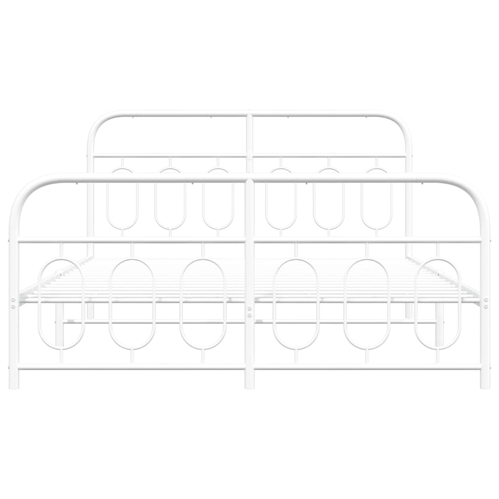 Bedframe met hoofd- en voeteneinde metaal wit 140x190 cm