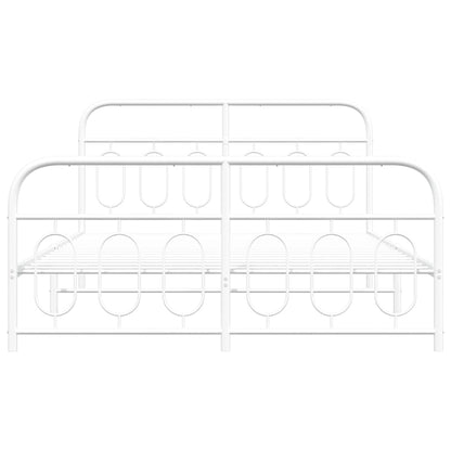 Bedframe met hoofd- en voeteneinde metaal wit 140x190 cm