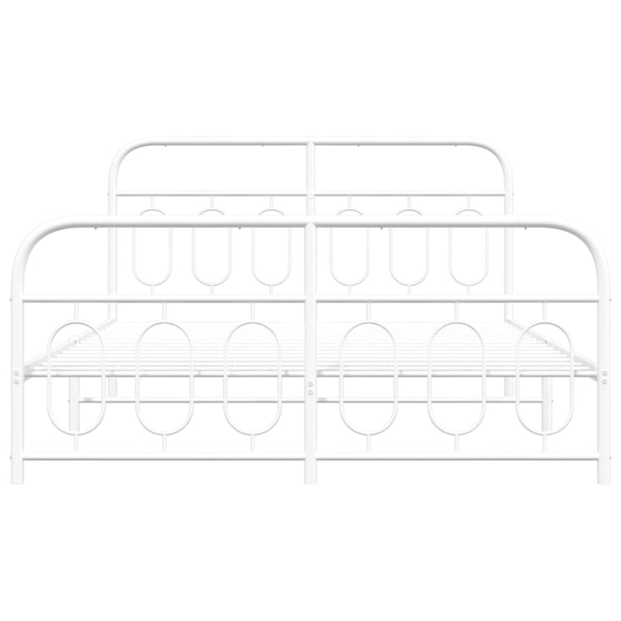 Bedframe met hoofd- en voeteneinde metaal wit 140x190 cm