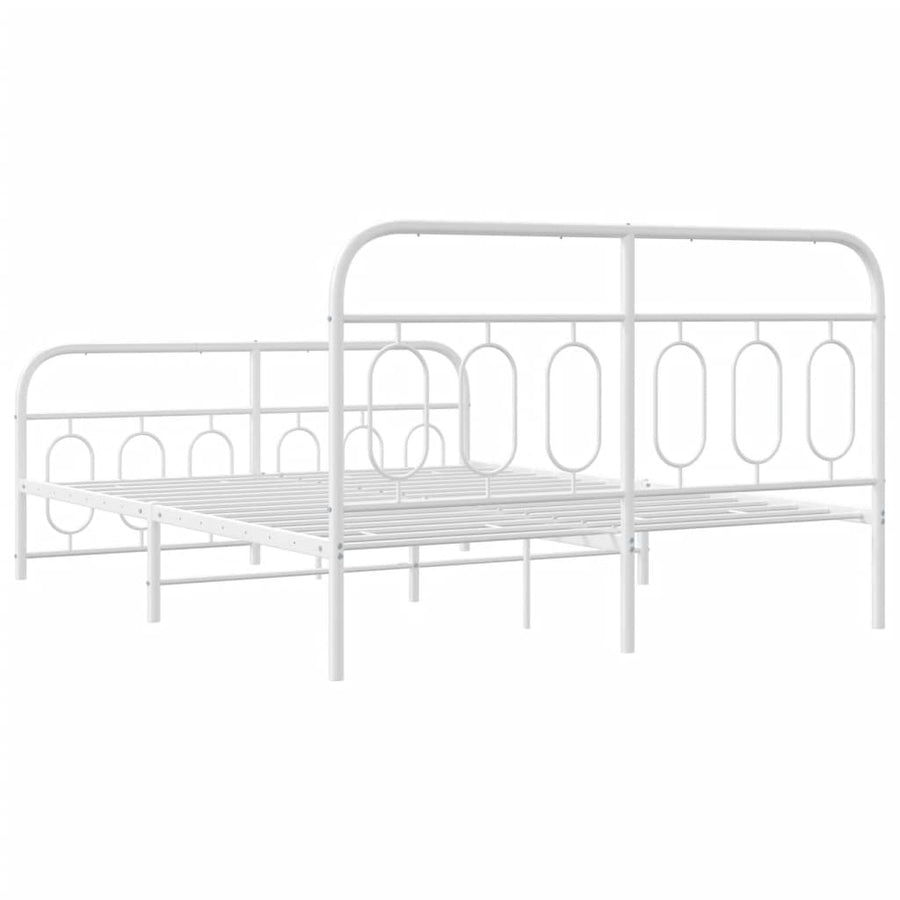Bedframe met hoofd- en voeteneinde metaal wit 140x190 cm
