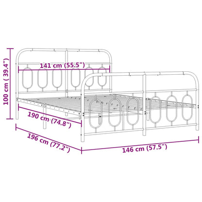 Bedframe met hoofd- en voeteneinde metaal wit 140x190 cm