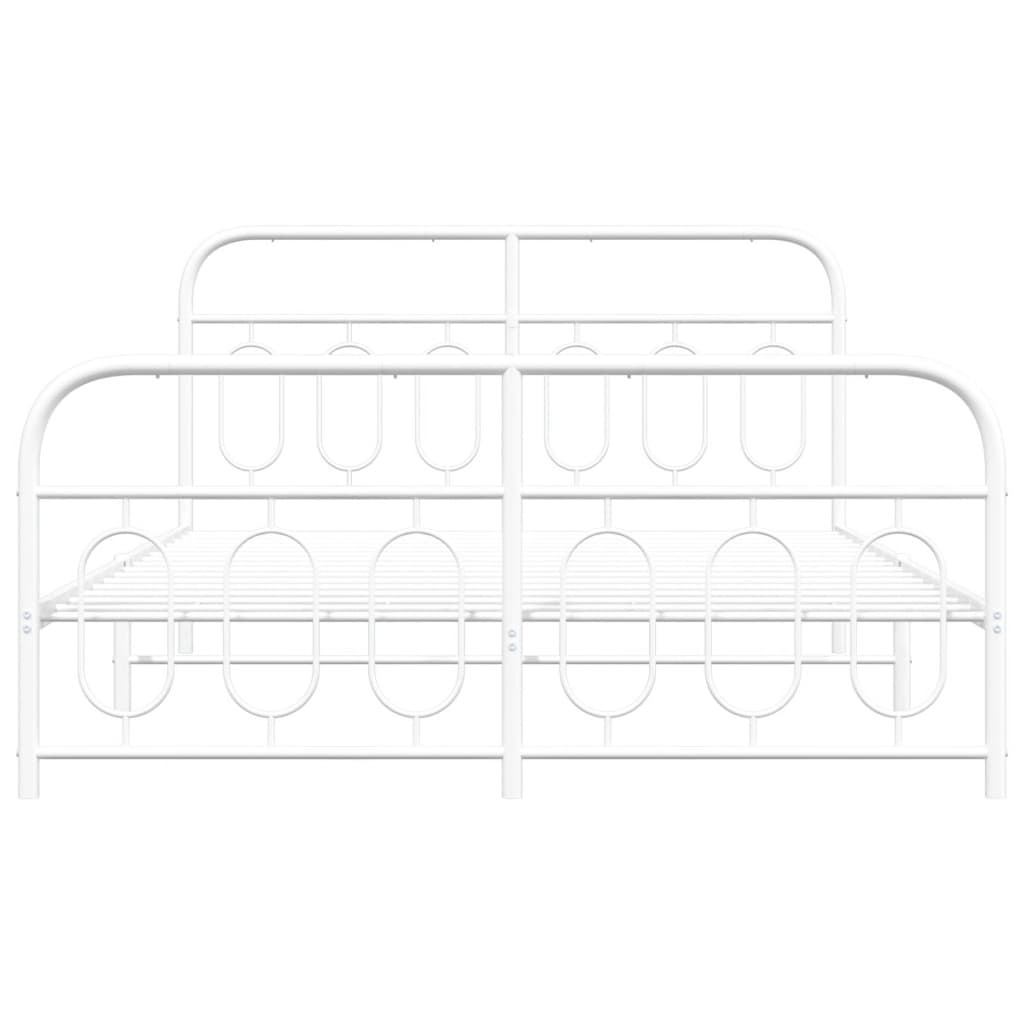 Bedframe met hoofd- en voeteneinde metaal wit 140x200 cm
