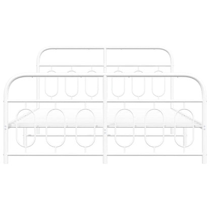 Bedframe met hoofd- en voeteneinde metaal wit 140x200 cm