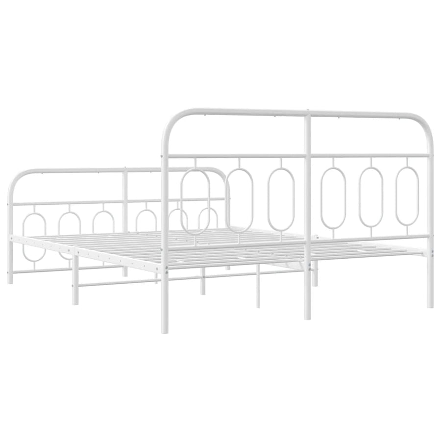 Bedframe met hoofd- en voeteneinde metaal wit 140x200 cm