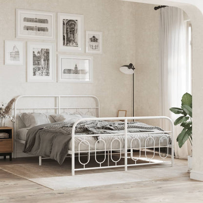 Bedframe met hoofd- en voeteneinde metaal wit 150x200 cm