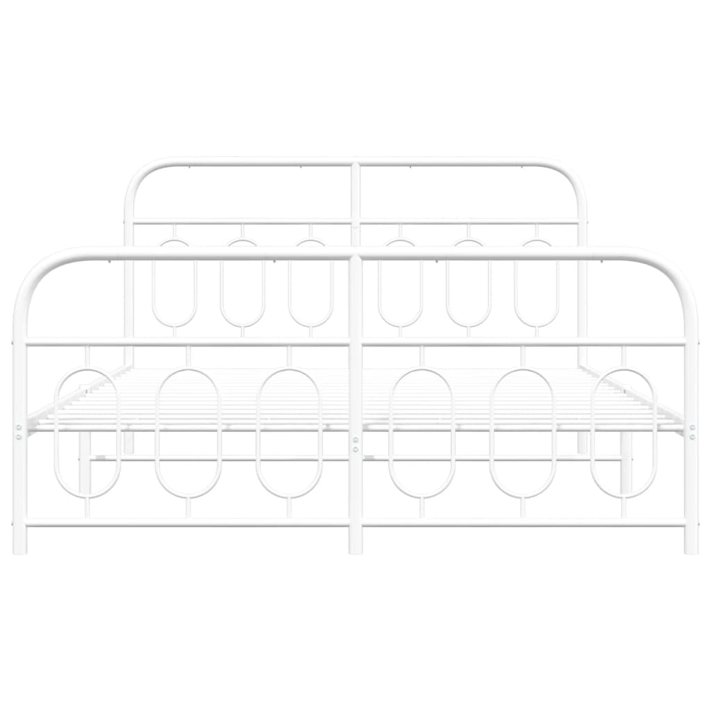 Bedframe met hoofd- en voeteneinde metaal wit 150x200 cm