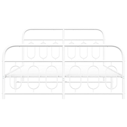 Bedframe met hoofd- en voeteneinde metaal wit 150x200 cm