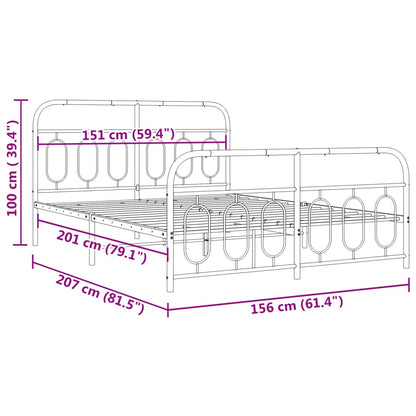 Bedframe met hoofd- en voeteneinde metaal wit 150x200 cm