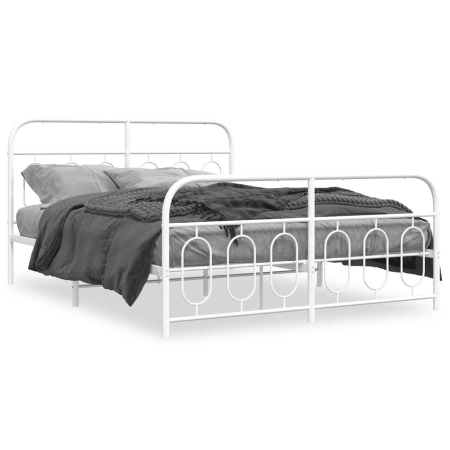 Bedframe met hoofd- en voeteneinde metaal wit 150x200 cm