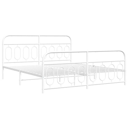 Bedframe met hoofd- en voeteneinde metaal wit 183x213 cm