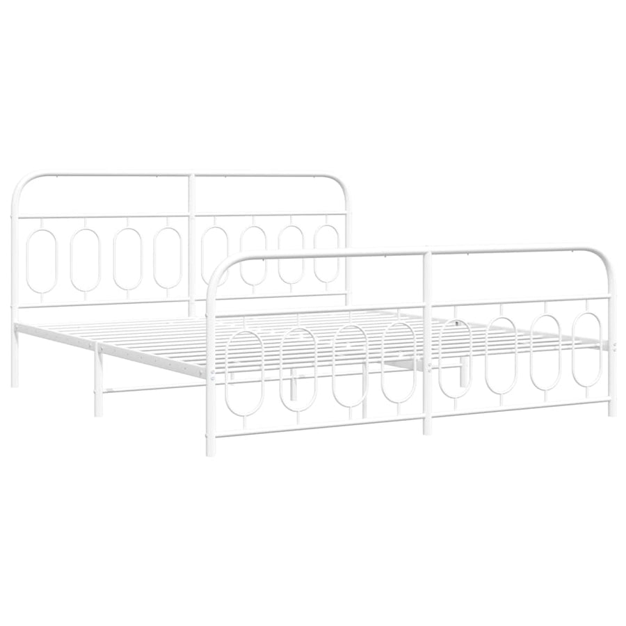 Bedframe met hoofd- en voeteneinde metaal wit 183x213 cm