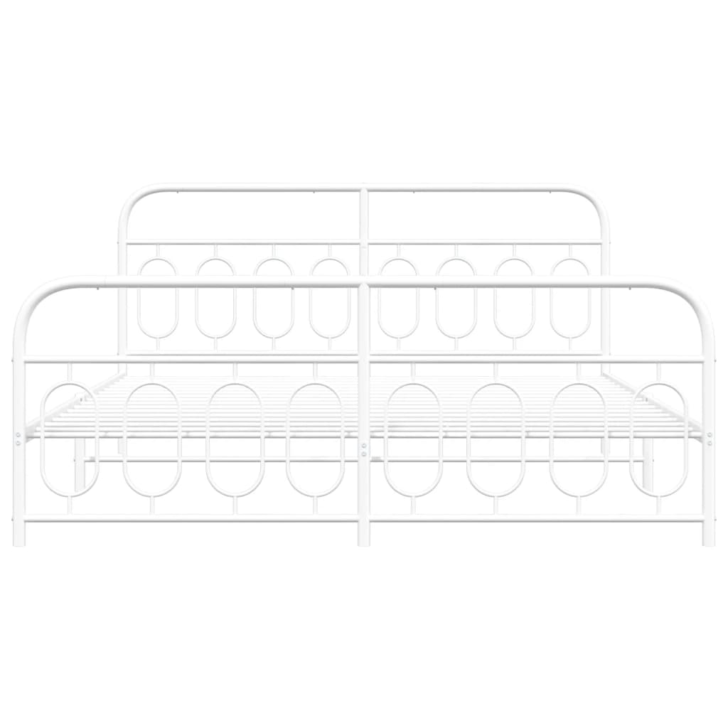 Bedframe met hoofd- en voeteneinde metaal wit 183x213 cm