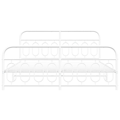 Bedframe met hoofd- en voeteneinde metaal wit 183x213 cm
