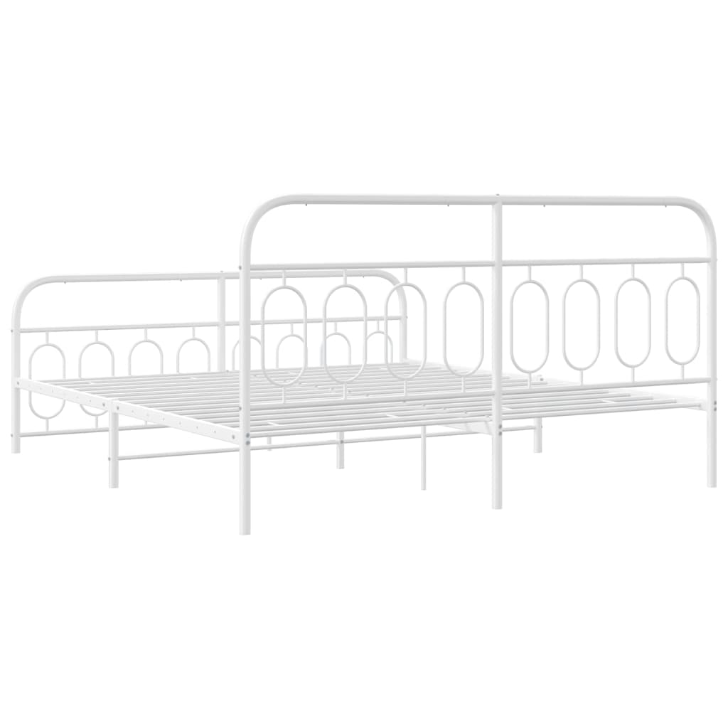Bedframe met hoofd- en voeteneinde metaal wit 183x213 cm