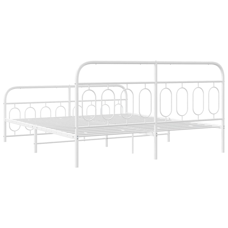 Bedframe met hoofd- en voeteneinde metaal wit 183x213 cm