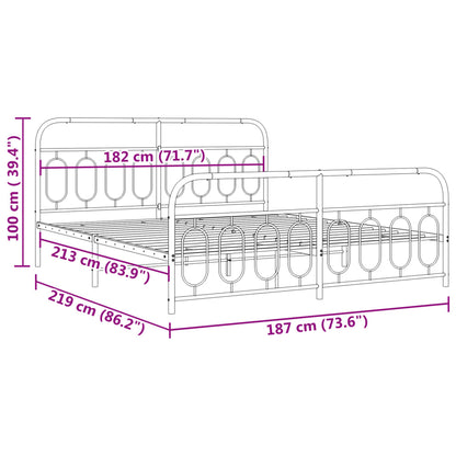 Bedframe met hoofd- en voeteneinde metaal wit 183x213 cm