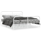 White Metal Bed Frame with Headboard and Footboard 183x213 cm