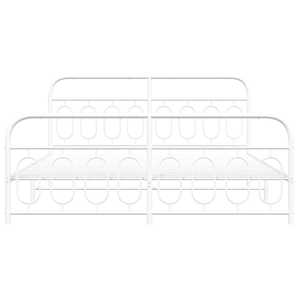 Bedframe met hoofd- en voeteneinde metaal wit 193x203 cm