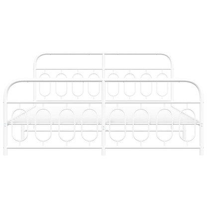 Bedframe met hoofd- en voeteneinde metaal wit 193x203 cm