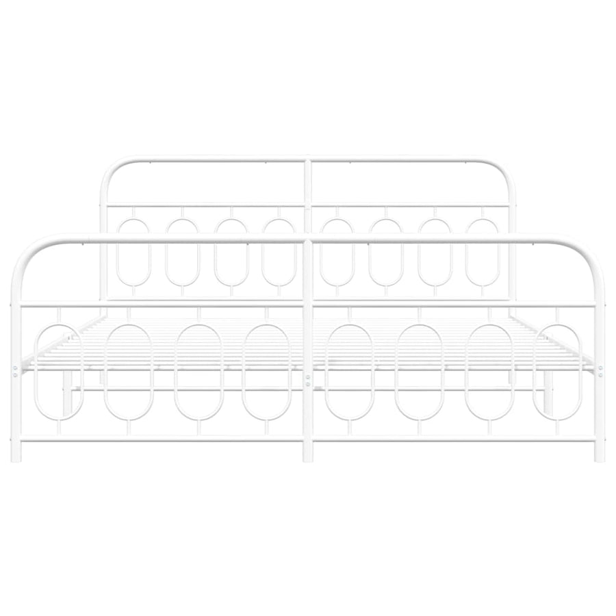 Bedframe met hoofd- en voeteneinde metaal wit 193x203 cm