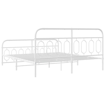 Bedframe met hoofd- en voeteneinde metaal wit 193x203 cm