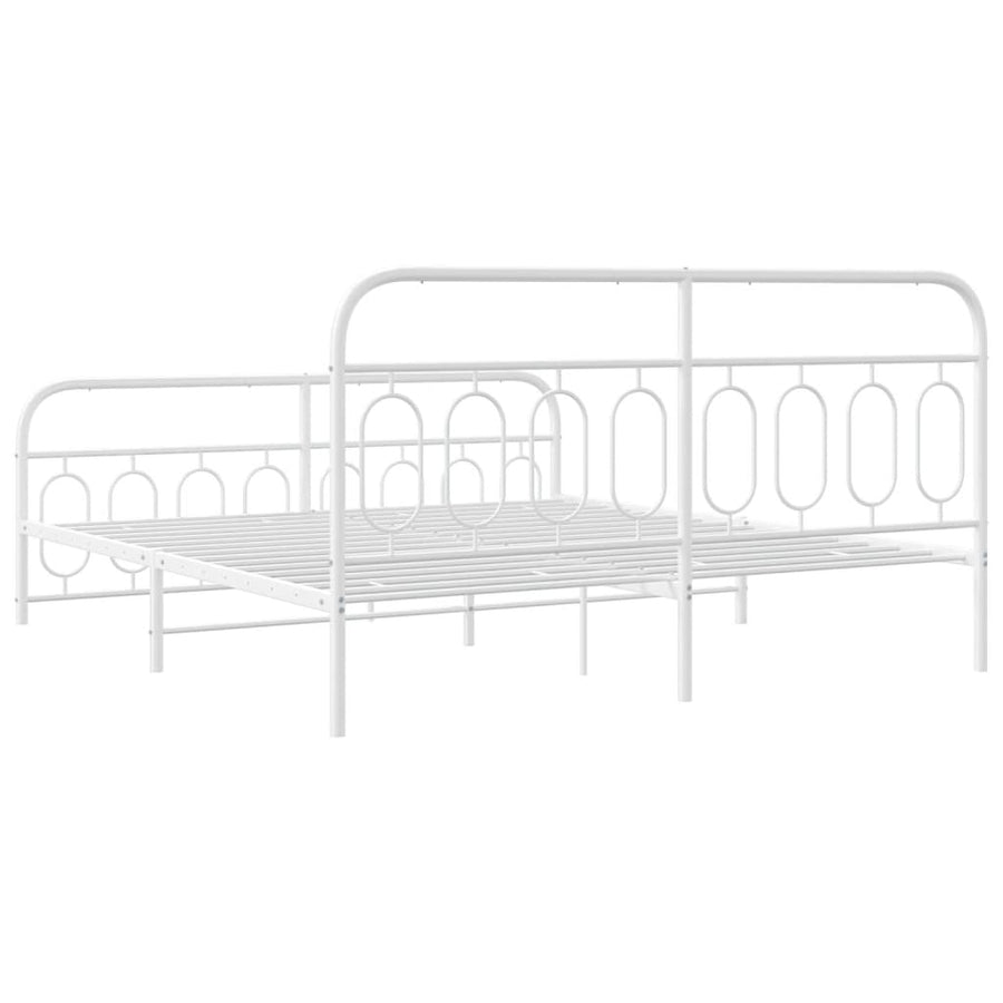 Bedframe met hoofd- en voeteneinde metaal wit 193x203 cm