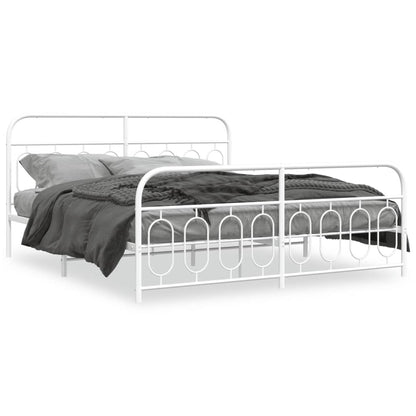 Bedframe met hoofd- en voeteneinde metaal wit 193x203 cm