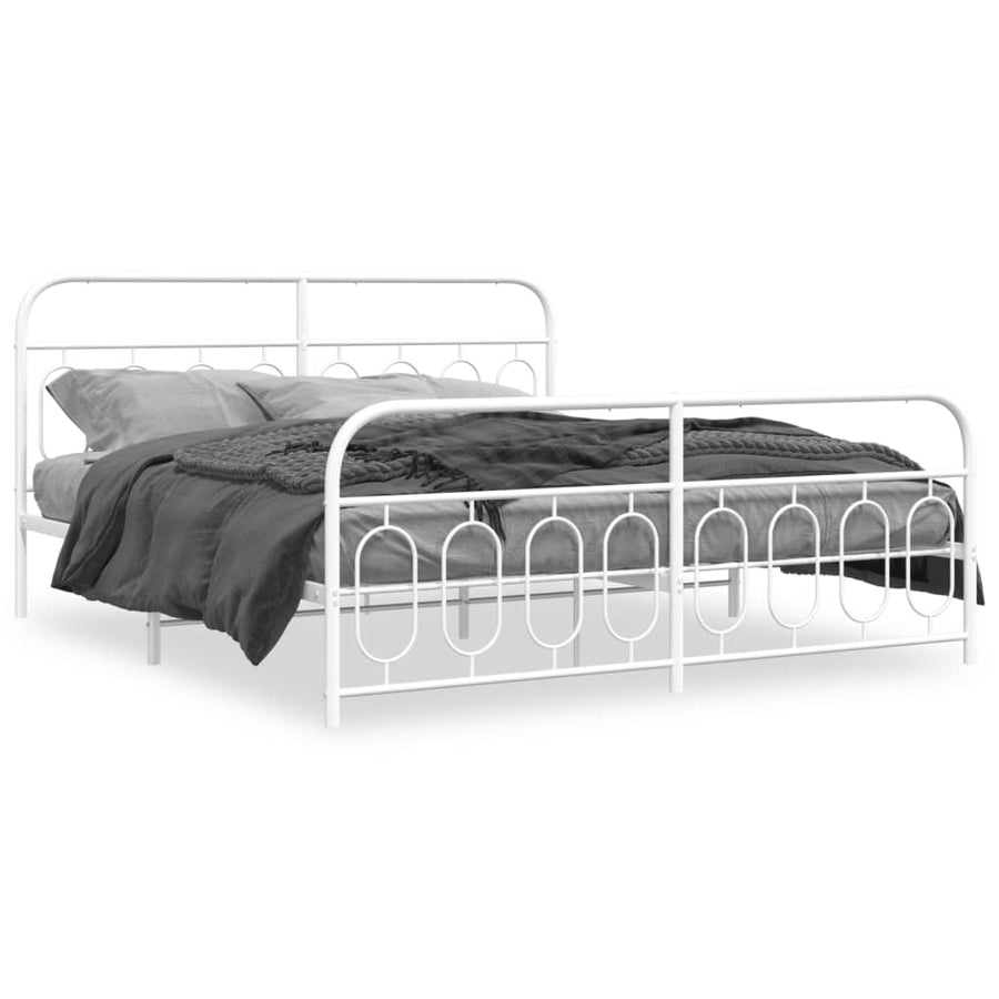 Bedframe met hoofd- en voeteneinde metaal wit 193x203 cm