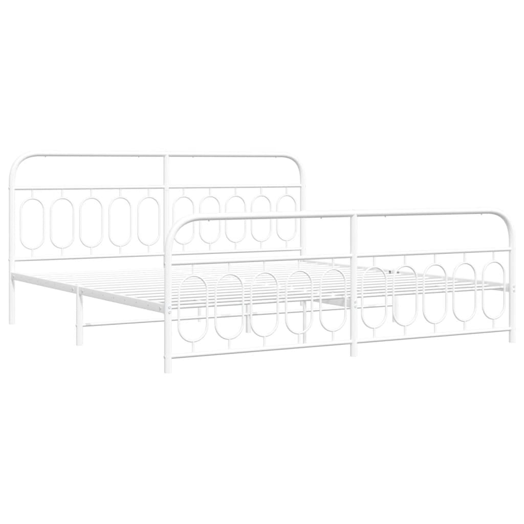 Bedframe met hoofd- en voeteneinde metaal wit 200x200 cm