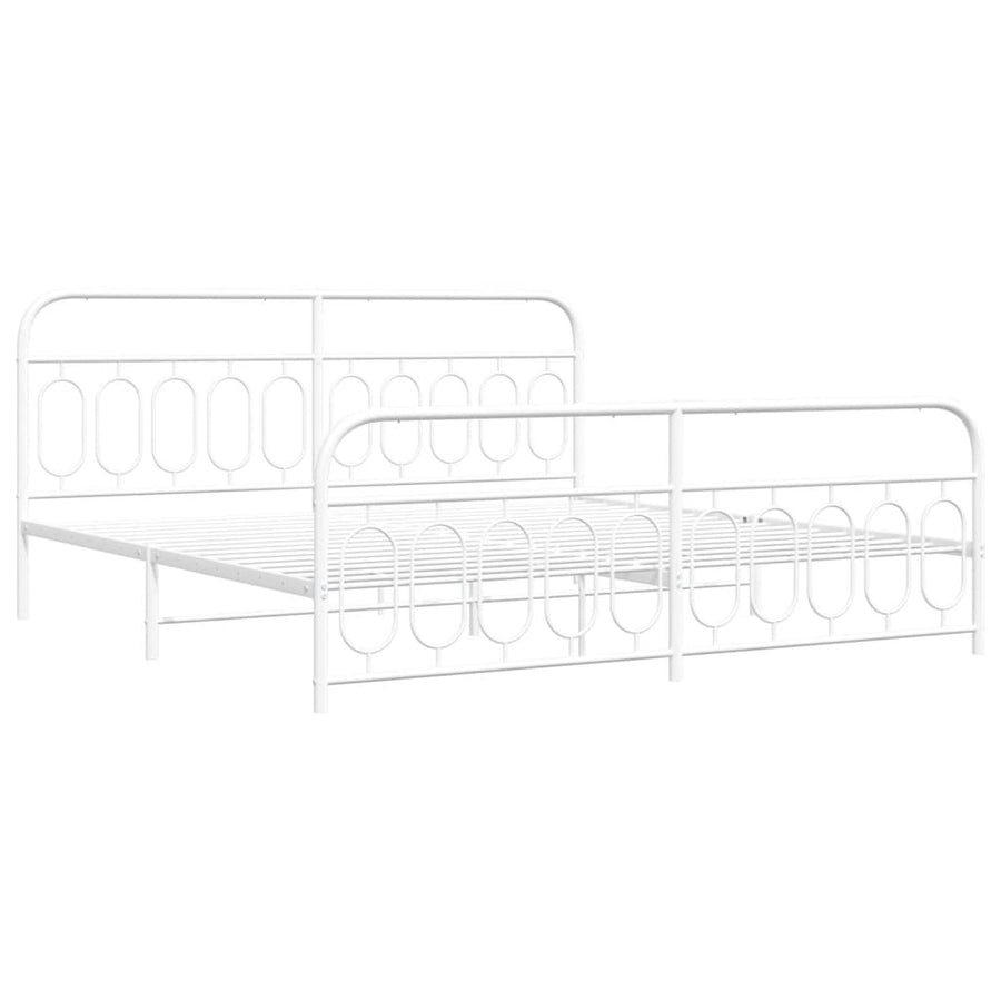Bedframe met hoofd- en voeteneinde metaal wit 200x200 cm