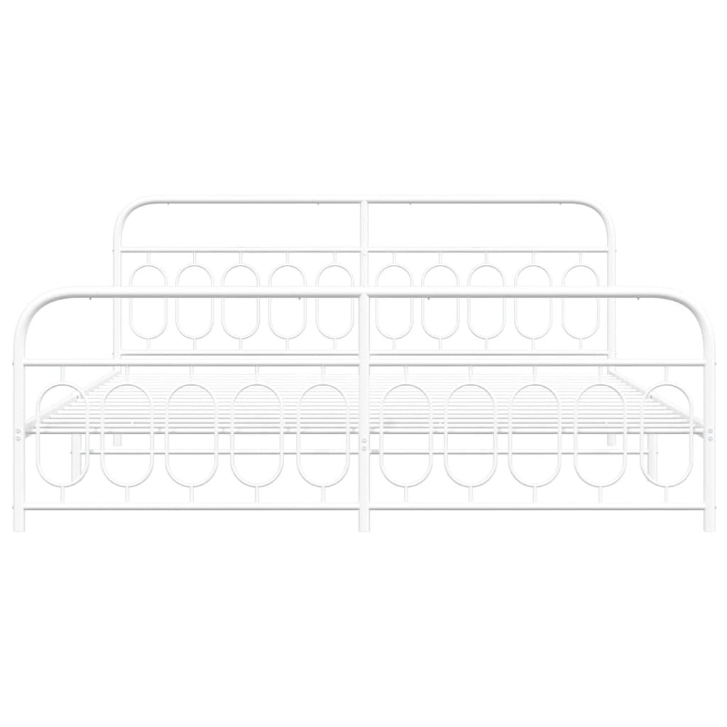 Bedframe met hoofd- en voeteneinde metaal wit 200x200 cm