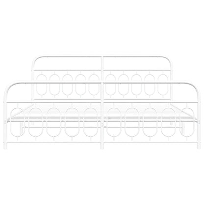 Bedframe met hoofd- en voeteneinde metaal wit 200x200 cm