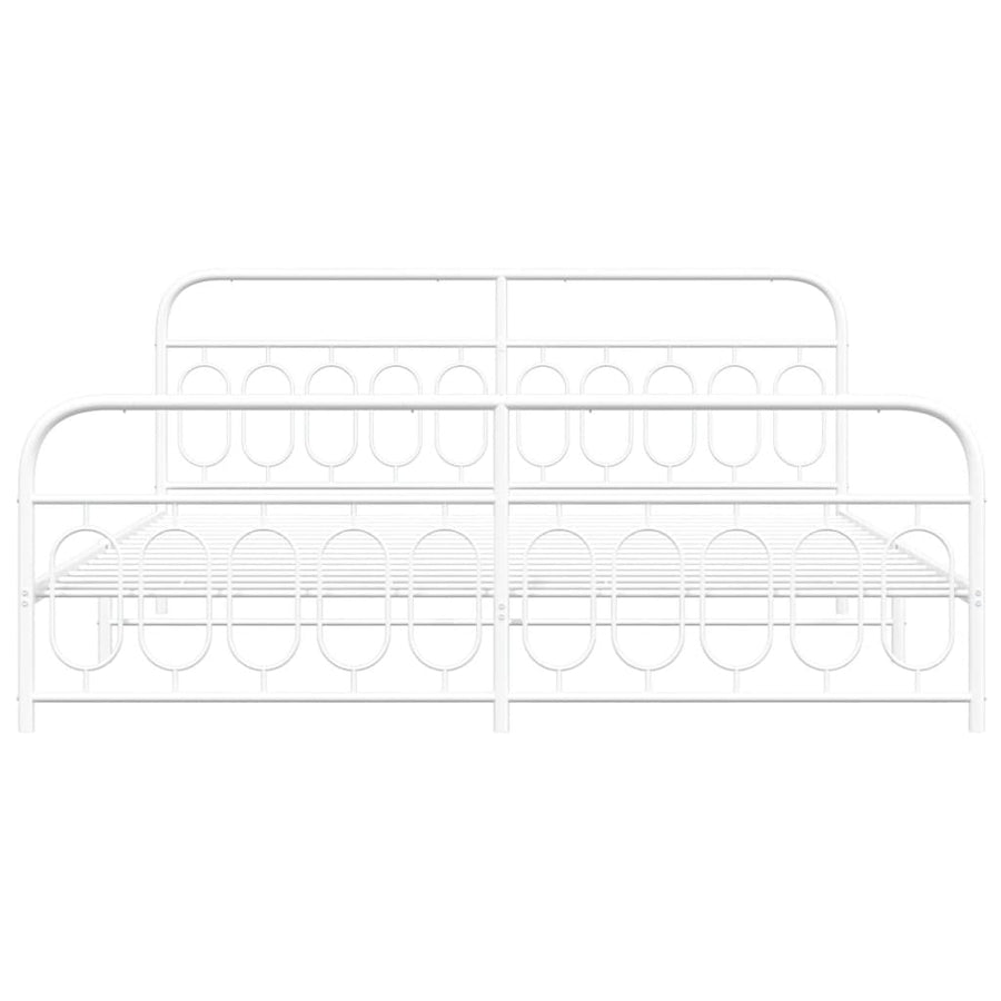 Bedframe met hoofd- en voeteneinde metaal wit 200x200 cm