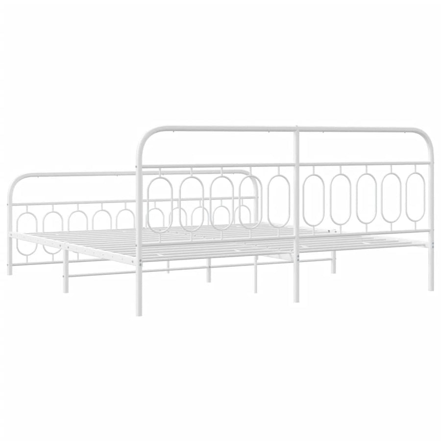 Bedframe met hoofd- en voeteneinde metaal wit 200x200 cm