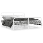 Bed frame with headboard and footboard metal white 200x200 cm
