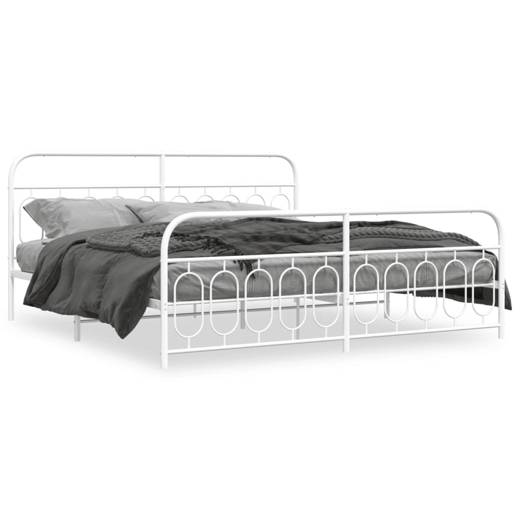 Bedframe met hoofd- en voeteneinde metaal wit 200x200 cm