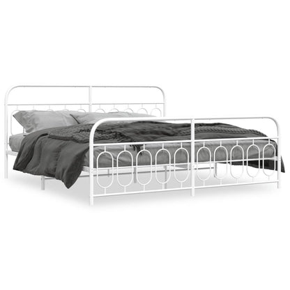 Bedframe met hoofd- en voeteneinde metaal wit 200x200 cm