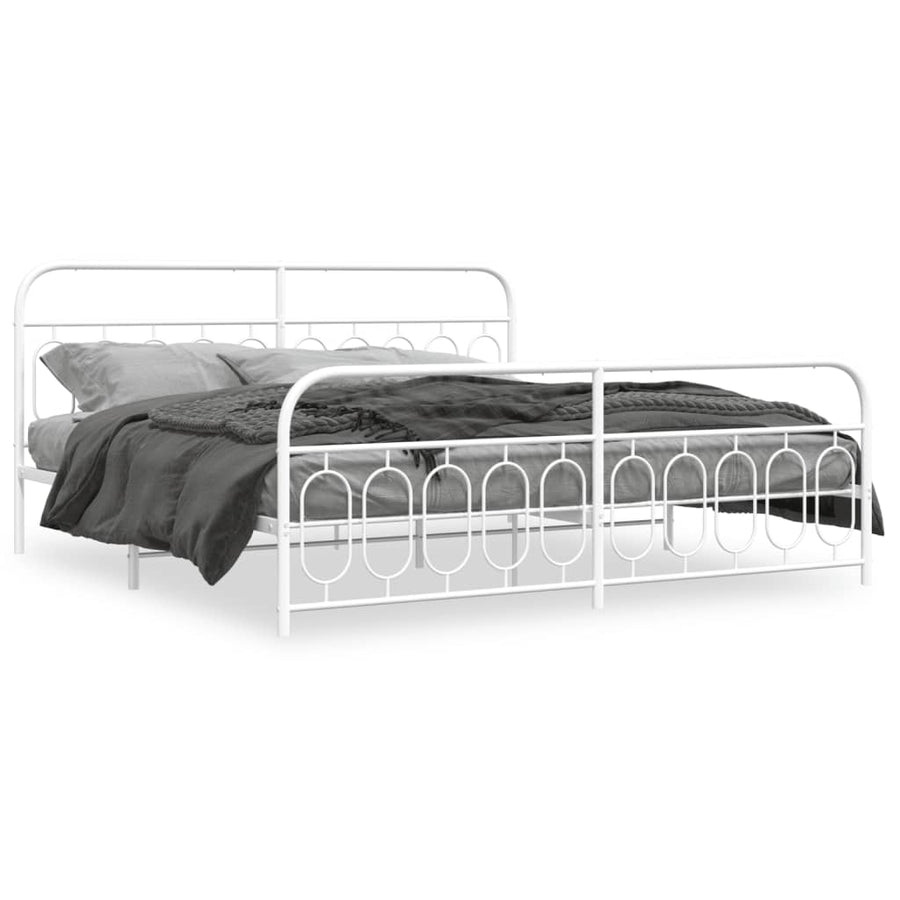 Bedframe met hoofd- en voeteneinde metaal wit 200x200 cm