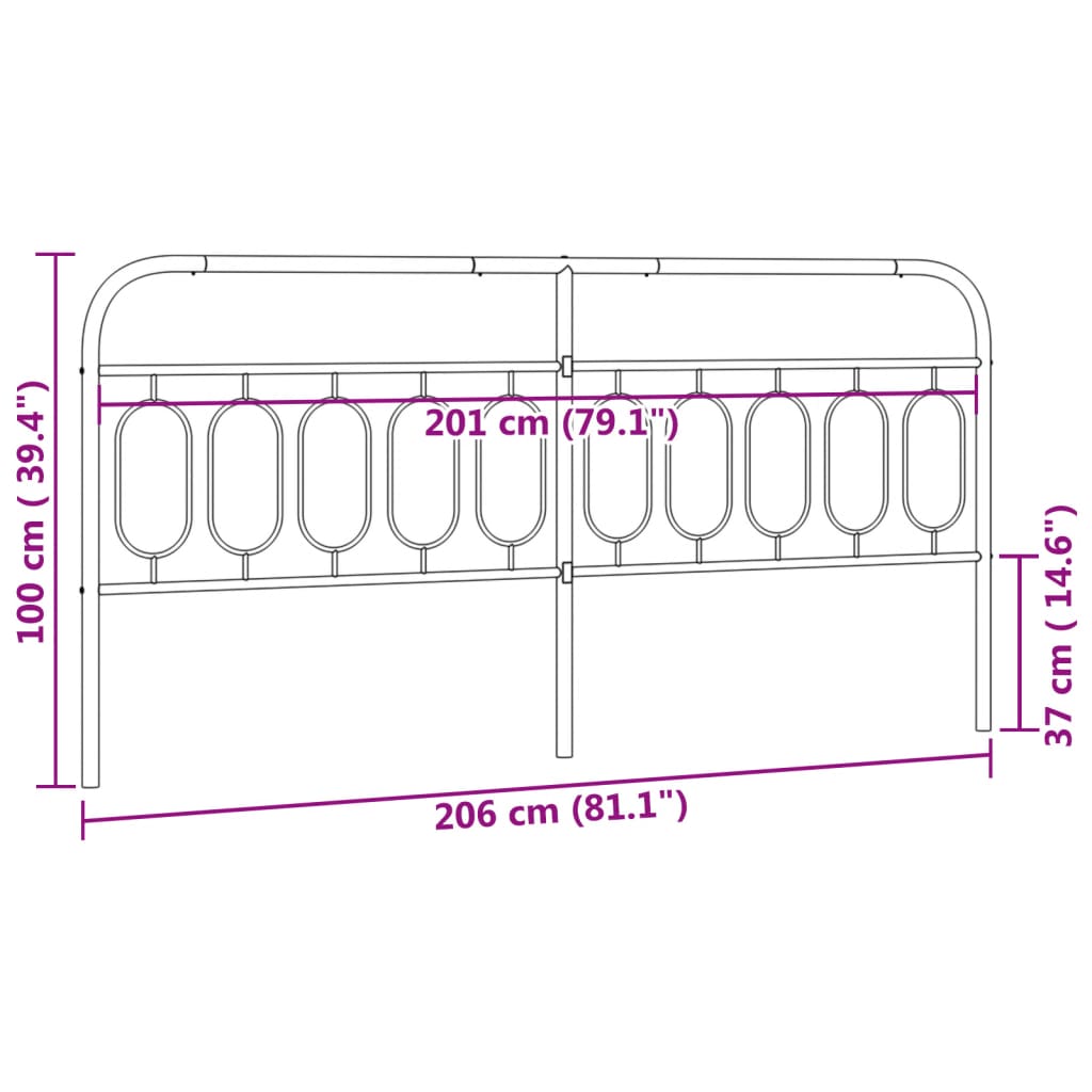 Hoofdbord 200 cm metaal wit
