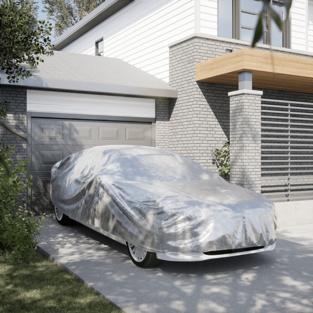Autohoes voor sedan met gespriemen M PEVA zilverkleurig