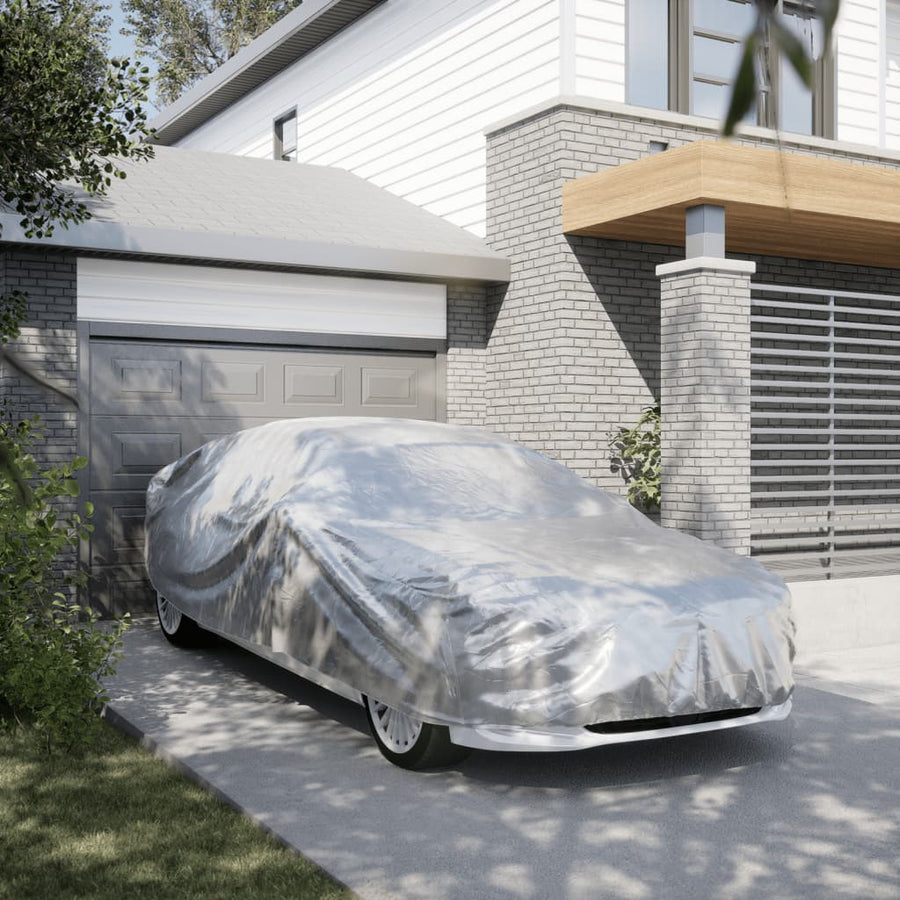 Autohoes voor sedan met gespriemen M PEVA zilverkleurig