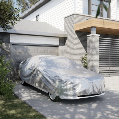 Autohoes voor sedan met gespriemen XL PEVA zilverkleurig