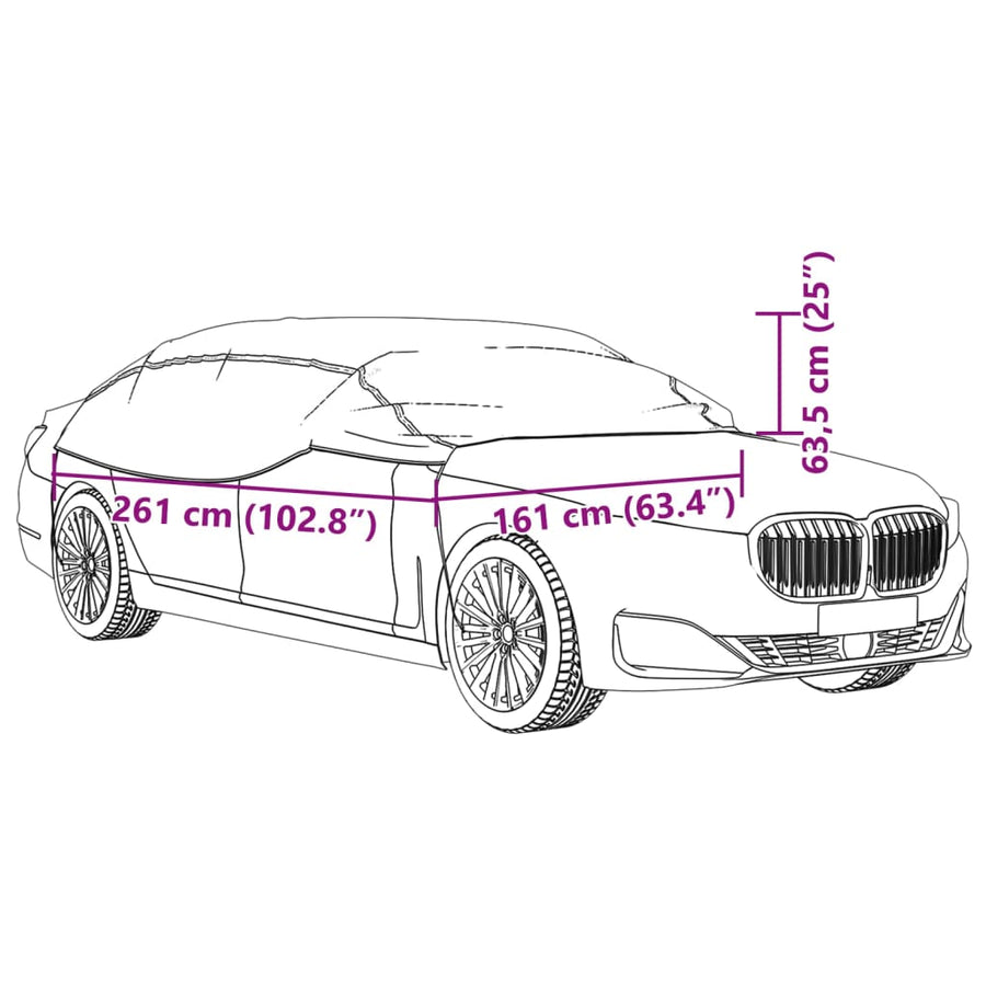 Autohoes voor helft van de auto met haken M PEVA zilverkleurig