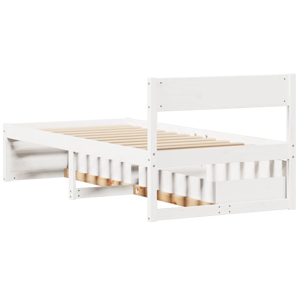 Bedframe met lades massief grenenhout wit 100x200 cm