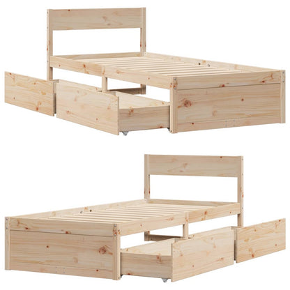 Bedframe met lades massief grenenhout 90x200 cm