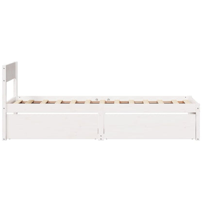Bedframe met lades massief grenenhout wit 90x200 cm