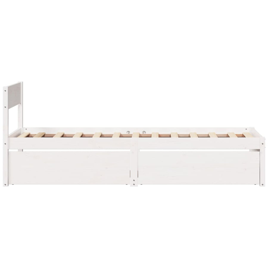 Bedframe met lades massief grenenhout wit 90x200 cm