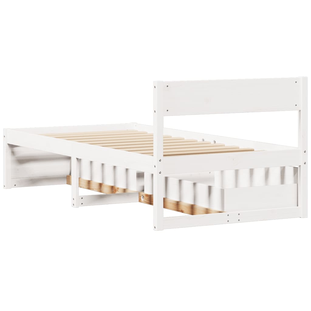 Bedframe met lades massief grenenhout wit 90x200 cm